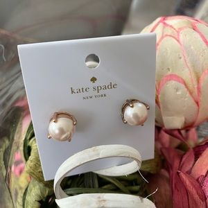 Kate Spade Rose gold pearl earrings .